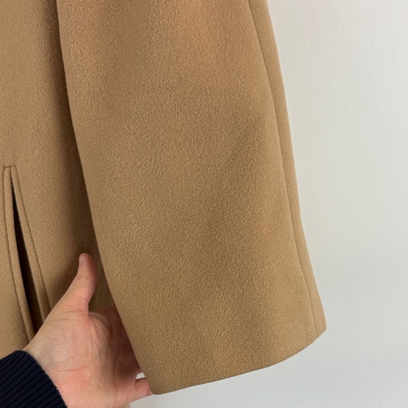 Vintage Elegant Tan Long 100% Wool Coat Old Money Fits like a small w/ scarf - Picture 7 of 16